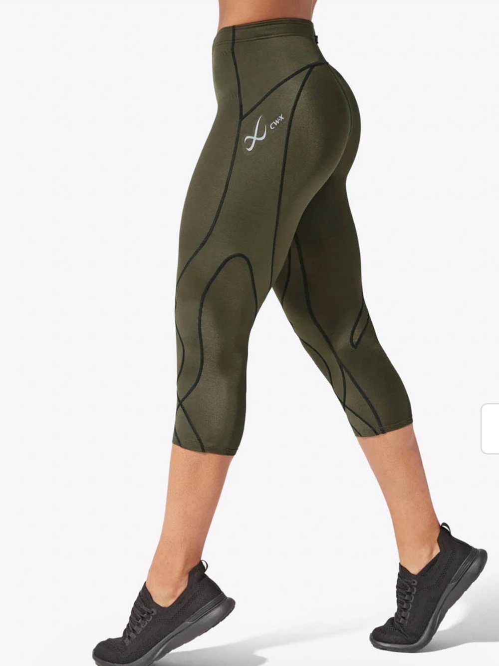 CW-X Compression Capri Leggings Olive Green Size XS
